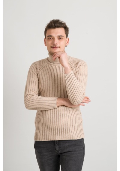 Slim Fit Çizgili Tam Balıkçı Pamuklu Kalın Triko Erkek Kazak 001 Slim Fit Çizgili Tam Balıkçı Pamuklu Kalın Triko Erkek Kazak 001