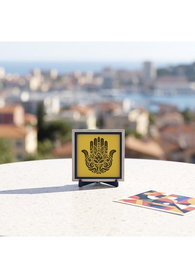 Hamsa Figürlü Modern Dekoratif Obje, Sevdiklerinize Değer Katacak Şık Bir Armağan 10x10 Cm