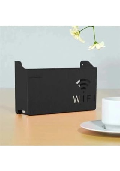 Siyah Wifi Kutusu Duvar Asılabilir Sigorta Ve Modem Saklama Kutusu 25x15x6 Cm Açık Ahşap