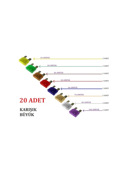20 Adet Karışık Büyük Oto Bıçak Sigorta
