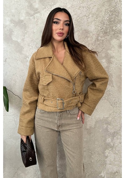 Alemdarshop Camel Kuşgözlü Kaşe Kaban