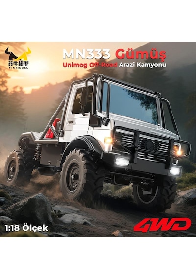 Mn Model Mn333 1/18 Mercedes Unimog U4000 4wd Rc Crawler Offroad Uzaktan Kumandalı Araba Arazi Aracı Model Car Truck Rtr Gümüş Mn-333 +dahili Işık Seti Mnmodel/mn333-sılver