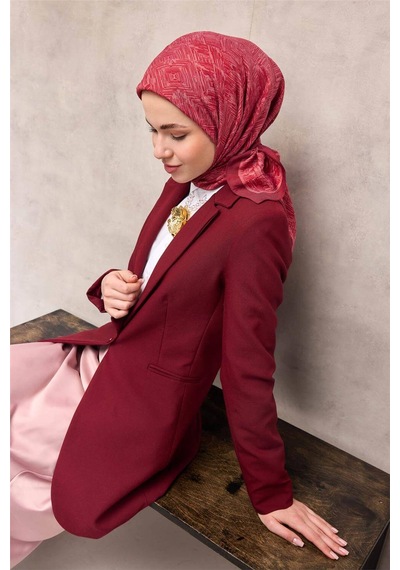 Silk Home Viskon Velora Eşarp Dört Mevsim Labirent Desen Bordo 90x90 Çok Renkli
