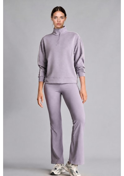Defacto Ultra Yumuşak Standart Fit Yarım Fermuarlı Biyeli Dik Yaka Modal Sporcu Basic Sweatshirt H4537ax26aupr522 Mor-pr522
