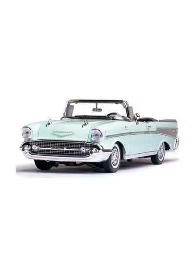 1:18 1957 Chevrolet Bel Air Su Yeşili Klasik Diecast Model Araba 28cm Çok Renkli