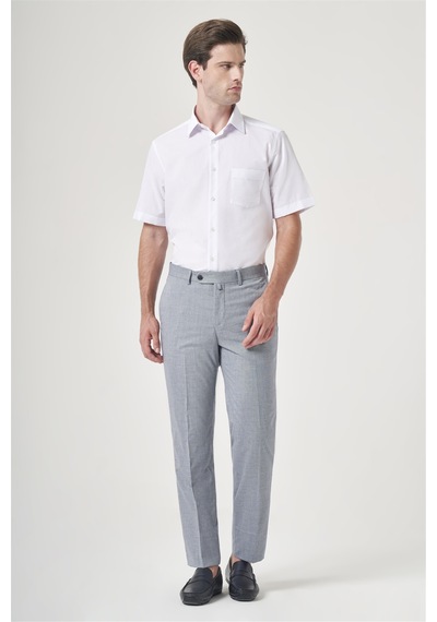 İmza Mavi Yan Cep Filafil Desen Slim Fit Esnek Pantolon 1003260152