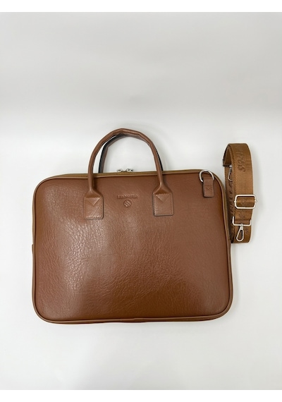 Sanmorris Unisex 15.6 İnç Uyumlu Suni Deri Darbe Korumalı Laptop Ve Evrak Çantası Taba