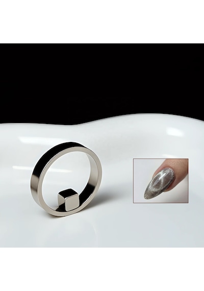 Halka Ve Kare Uçlu Dairesel Kedi Gözü Kalıcı Oje Mıknatısı Cat Eye Magnet Rncat001