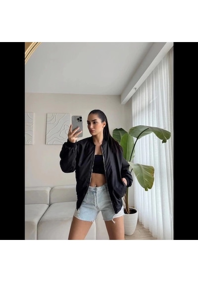 Siyah Bomber Mont - Siyah - Siyah