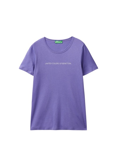United Colors Of Benetton Kadın Benetton Yazılı Basic T-shirt Mavi