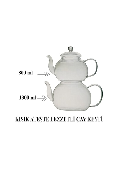 Cam Çaydanlık Takımı Ateşe Dayanıklı Şeffaf
