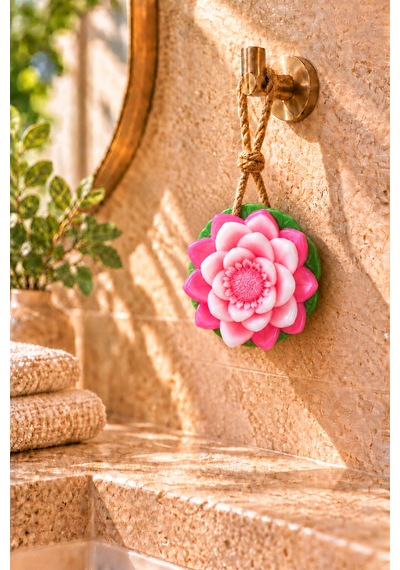 Dekoratif Kokulu Sabun & Peeling Etkili Asılabilir Dekoratif Banyo Sabunu &yapraklı Pembe Nilüfer Katı Sabun 9,5 X3,5 Cm - 937781258 Diğer