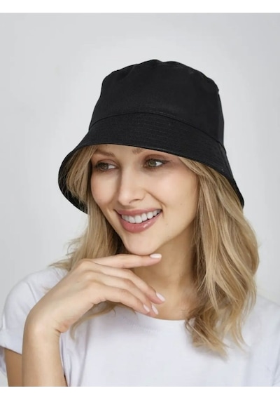 Myroyal Unisex Siyah Kova Şapka, Düz Balıkçı Bucket Şapka Siyah