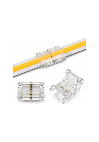 4 Adet 10 Mm Cob Led Şerit Ara Konnektörü 2 Pin Tek Renk Şerit Birleştirme Aparatı Karanlık Alan Bırakmayan Şeffaf Lehimsiz Bağlantı