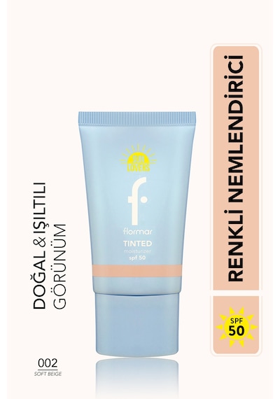 Flormar Sun Lovers Nemlendirici Etkili & Doğal Bitişli Renkli Güneş Koruyucu SPF50 002 Soft Beige
