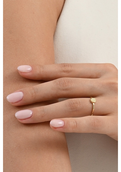 925 Ayar Gümüş Altın Yaldızlı Minimalist Plaka Yüzük Barcode Gold