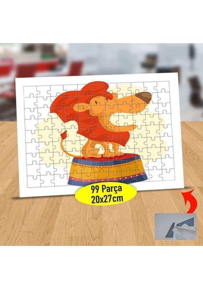 Sirk Hayvanı Aslan 99 Parça Puzzle Yapboz Tablo-1416-1108