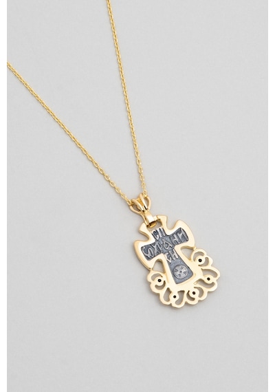 So Chic Hz İsa Figürlü 18 Ayar Sarı Altın Kaplama 43 Cm Gümüş Cross Kolye Beyaz