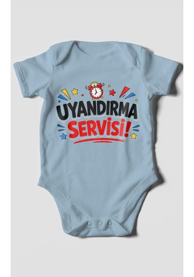 Morivokids Uyandırma Servisi Kısa Kollu Bebek Body %100 Pamuk Bebe Mavisi