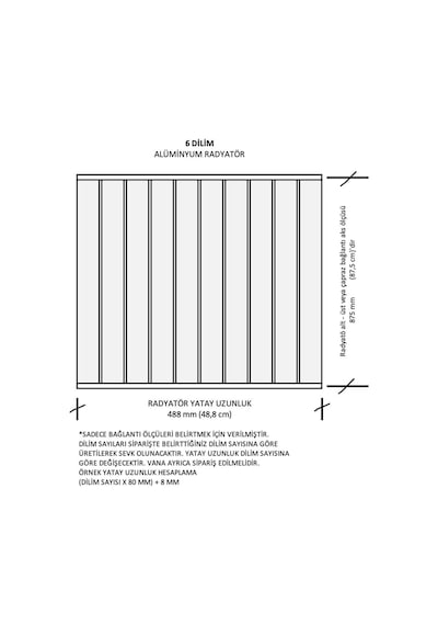 Alüminyum Panel Radyatör Klasik 900x6 Dilim Ral 7016 Radyatör