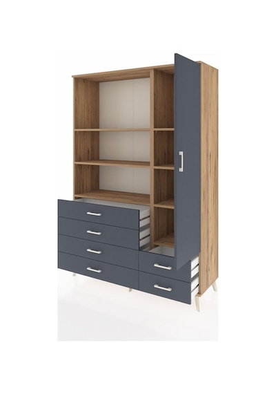 Hyperion Dolap 7 Raflı 6 Çekmeceli Tek Kapaklı 132x44x195 Çam-antrasit/antrasit Antrasıt/antrasıt Hyperion Dolap 7 Raflı 6 Çekmeceli Tek Kapaklı 132x44x195 Çam-antrasit/antrasit Antrasıt/antrasıt