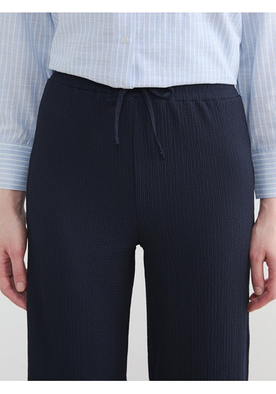 Lcw Modest Lacivert Beli Lastikli Dokulu Kadın Pantolon