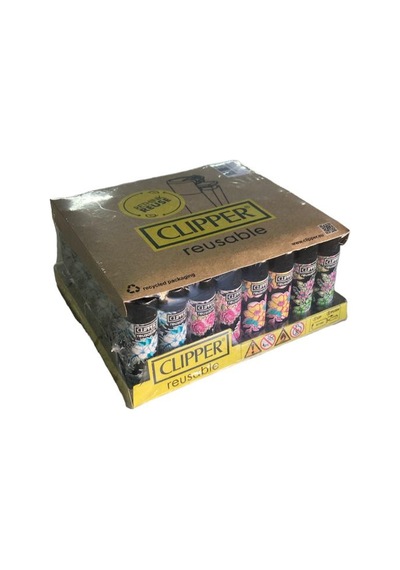 Clipper Dark Flowers Desenli Pocket Taşlı Çakmak 48 Adet