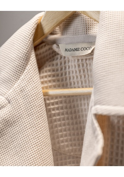 Madame Coco Blois %100 Pamuk Unisex Bornoz - Bej - Lüks Koleksiyon Ekru