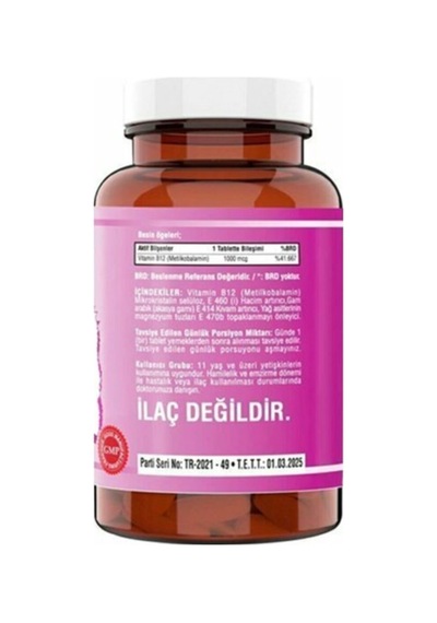 Vitamin B12 Metilkobalamin 1000 Mcg 120 Tablet 2 Kutu