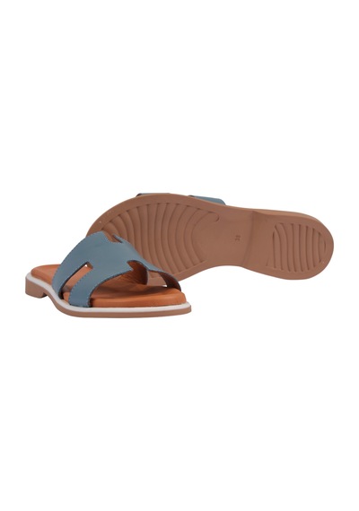Napa Shoes Kadın H Kesimli Düz Taban Hakiki Terlik Napa-1202 Mavi