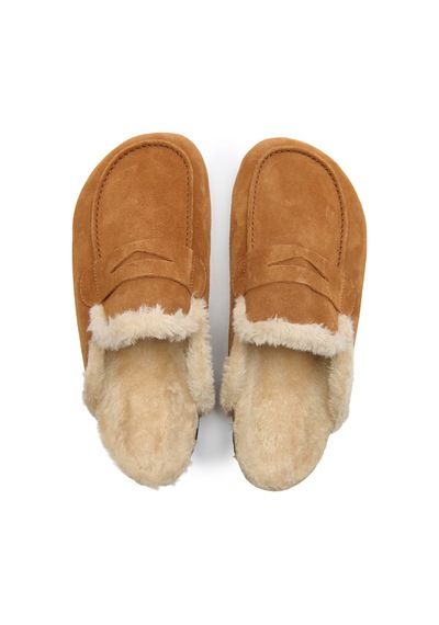 Comfortfusse Snug-pl - Kadın Ortopedik Deri Sabo Terlik Taba Süet Deri