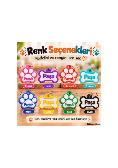 İsme Özel Kedi Köpek Künyesi İsim Ve Telefon Numaralı Tasma İsimliği, Pati Veya Kemik Model - 929132500