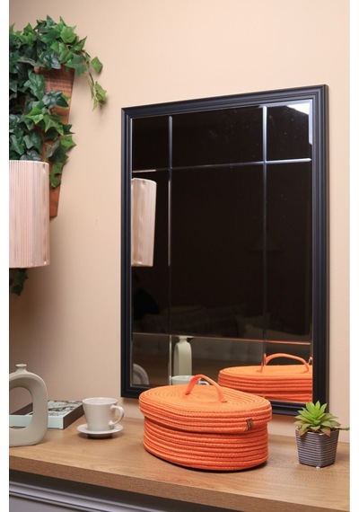 Hasır Jüt Sepet Oval Kapaklı Organizer Düzenleyici 30x20x10 Cm Portakal Portakal
