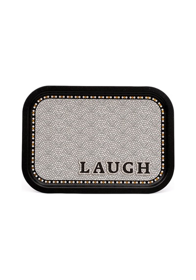 Mosaic Laugh Desenli Büyük Klasik Metal Tepsi, 28 X 40 Cm