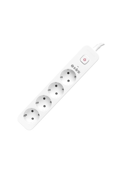 S-link Spg401s Beyaz 1.5mm Bakır 1.5 Metre Kablolu 750 Joule 4'lü Anahtarlı Akım Korumalı Priz 1.5 M