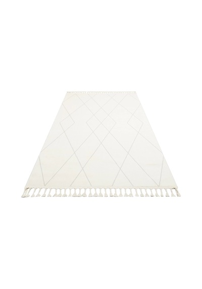 Urban 02 White Etnik Desenlere Sahip Hav Toz Vermez Yumuşak Dokulu Modern Halı