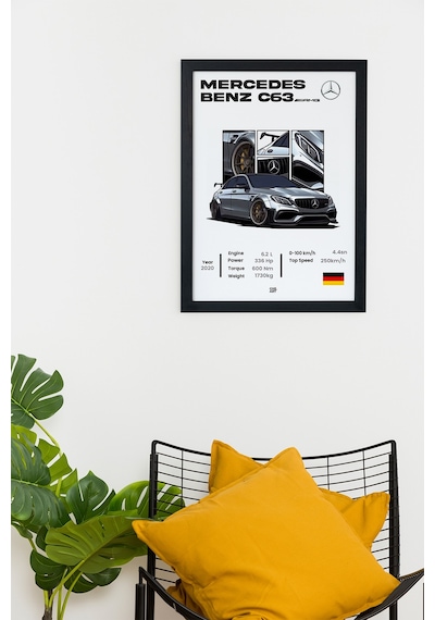 Mercedes Benz C63 Amg 2020 Model Car Seri-e Özel Tasarım Siyah Çerçeveli Tablo Poster