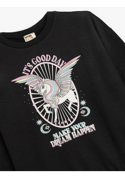 Koton Sweatshirt Unicorn Baskılı Uzun Kollu Bisiklet Yaka Şardonlu Siyah 5wkg10600ak Siyah Koton Sweatshirt Unicorn Baskılı Uzun Kollu Bisiklet Yaka Şardonlu Siyah 5wkg10600ak Siyah