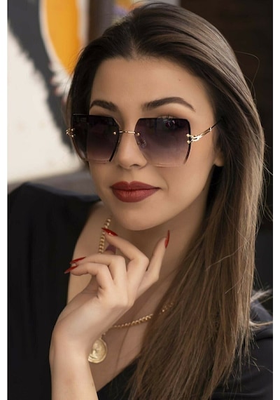 Blacksun Kadın Kare Kristal Kesim Siyah Güneş Gözlüğü