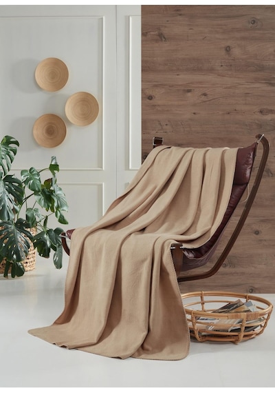 Aksu Brighton Collection Pamuklu Tv Battaniye 130x170 Bej