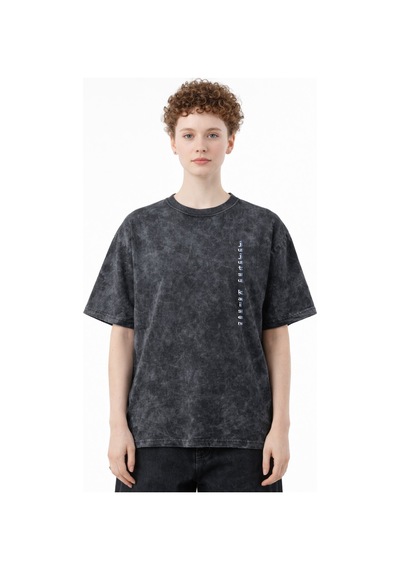 Gojo Satoru Jujutsu Kaisen Anime Baskılı Unisex Oversize Eskitme Siyah