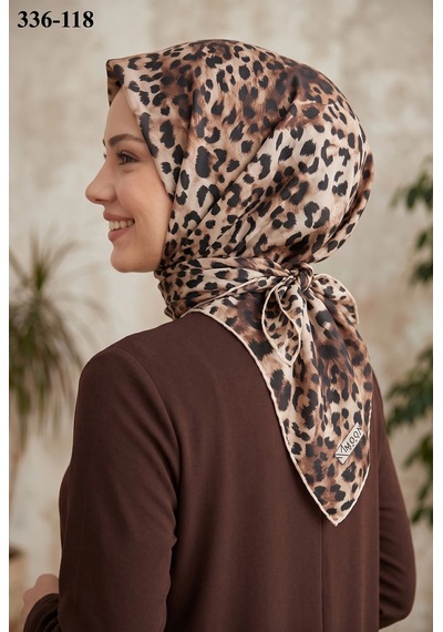 Moonscarfs Moonscarf Leopar Desenli Soft Pamuk Eşarp 336-118 Çok Renkli