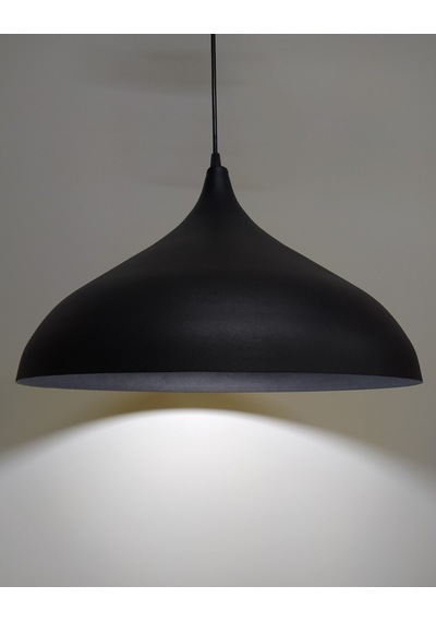 Retro Metal Sarkıt Avize Rustik Tekli Sarkıt Siyah İçi Siyah 43 Cm Beyaz
