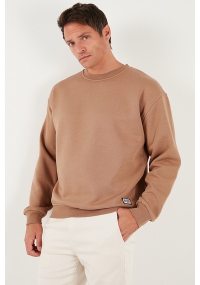 Buratti Regular Fit Bisiklet Yaka Pamuklu Içi Tüylü Yumuşak Şardonlu Erkek Sweat 5905255 Tarçın