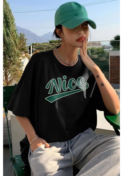 Uyguntarz Unisex Nice Tasarım Tshirt Siyah2
