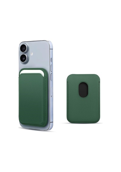 Microsonic Apple iPhone Uyumlu 17 Leather Wallet Magsafe Yeşil -
