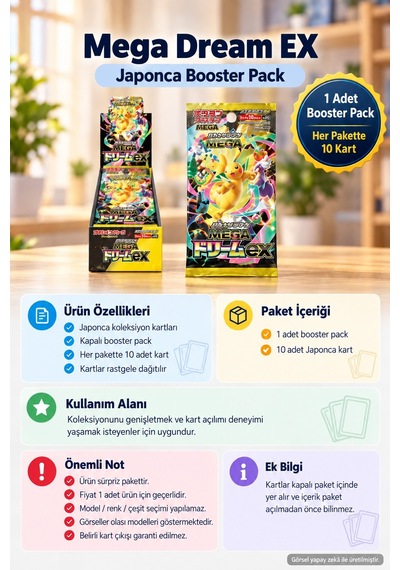 Pokémon Kart Mega Dream Ex Japonca Booster Pack 10 Kart Koleksiyon Paketi 1 Adet