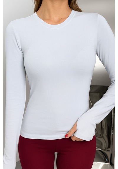 Balenbi Kadın Buzzy Parmak Geçmeli Bisiklet Yaka Basic Body 1130 Mavi