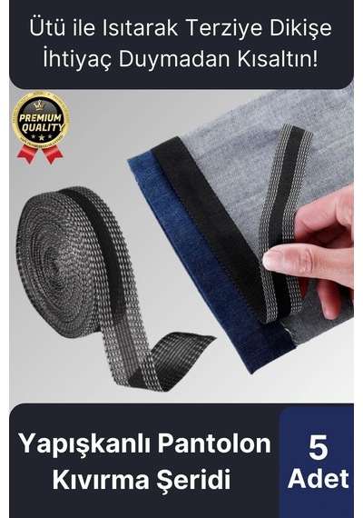 Dayanıklı Polyester Esnek Kendinden Yapışkanlı Pantolon Kumaş Kıvırma Yapıştırma Bandı Şeridi-5 Adet