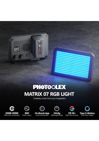 Photoolex Matrix 7 Rgb 7 İnç 36w Profesyonel Video Fotoğraf Ve Canlı Yayın Led Panel Işık - Ls-174-01